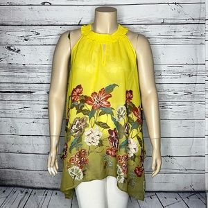 Unique Spectrum NWT Size 3X Floral Print High Neckline Keyhole Tank Top